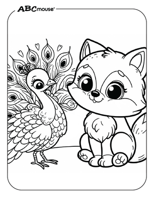 Free printable Peacock coloring page for kids from ABCmouse.com. 