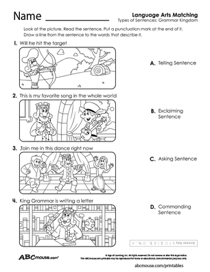 Free printable punctuation worksheet from ABCmouse.com. 