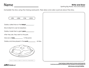 Free printable spelling worksheet for kids from ABCmouse.com. 