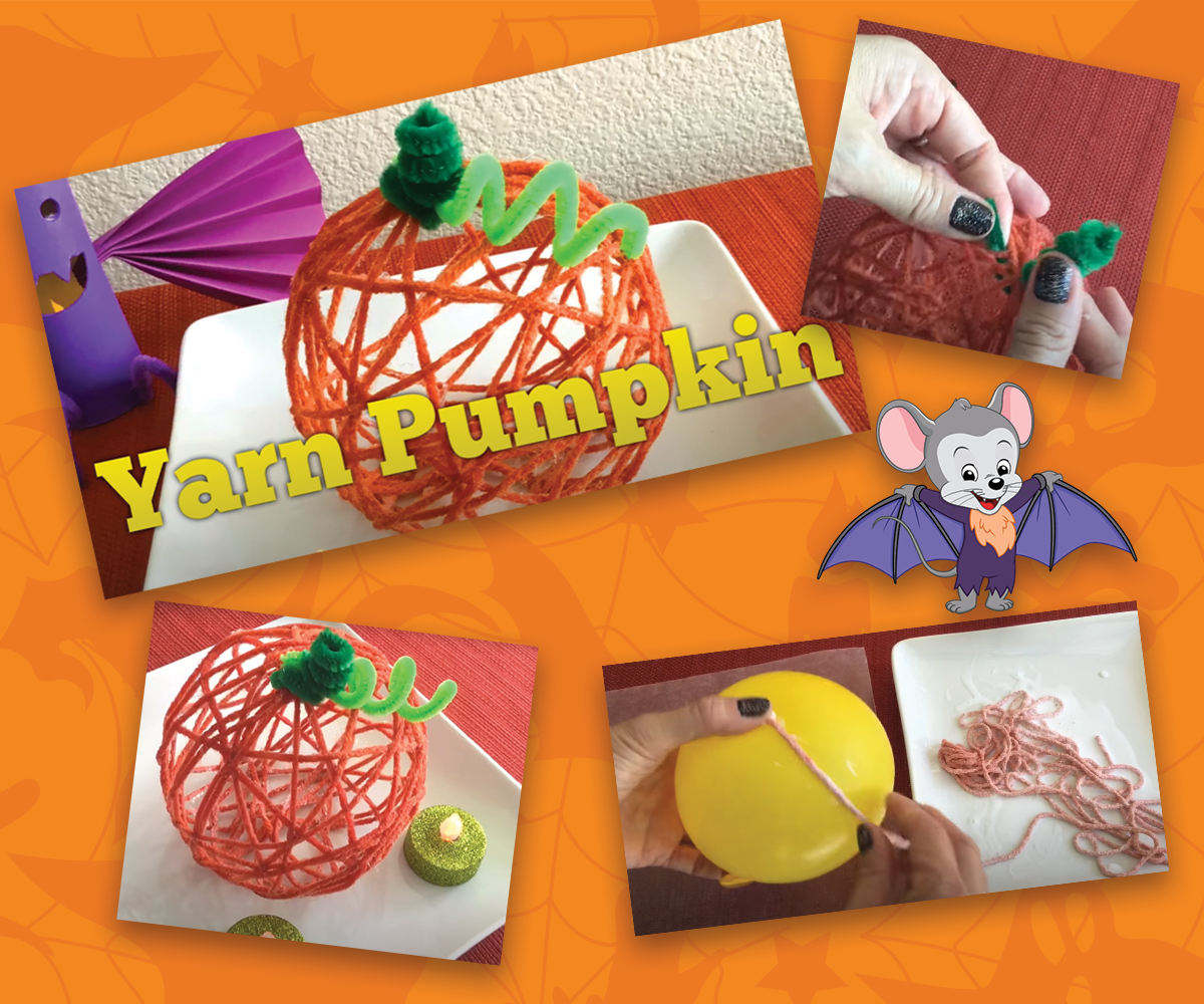 Fun free yarn pumpkin Halloween craft  for kids from ABCmouse.com. 