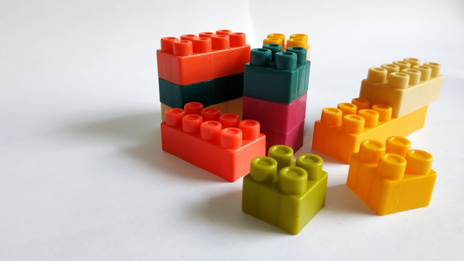 Stacks of lego blocks. 