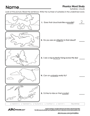 Free printable syllable worksheets for kids from ABCmouse.com. 