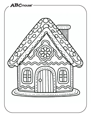 Free printable gingerbread house coloring page for kids from ABCmouse.com. 