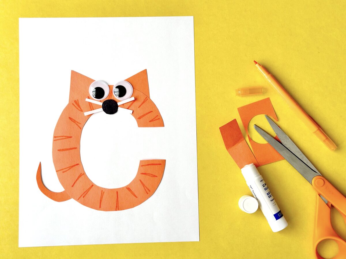 C is for cat construction paper craft from ABCmouse.com.