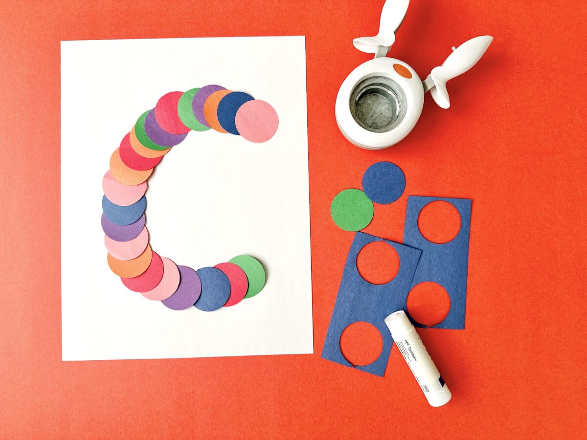 C is for circles construction paper letter c activity made out of circles. 