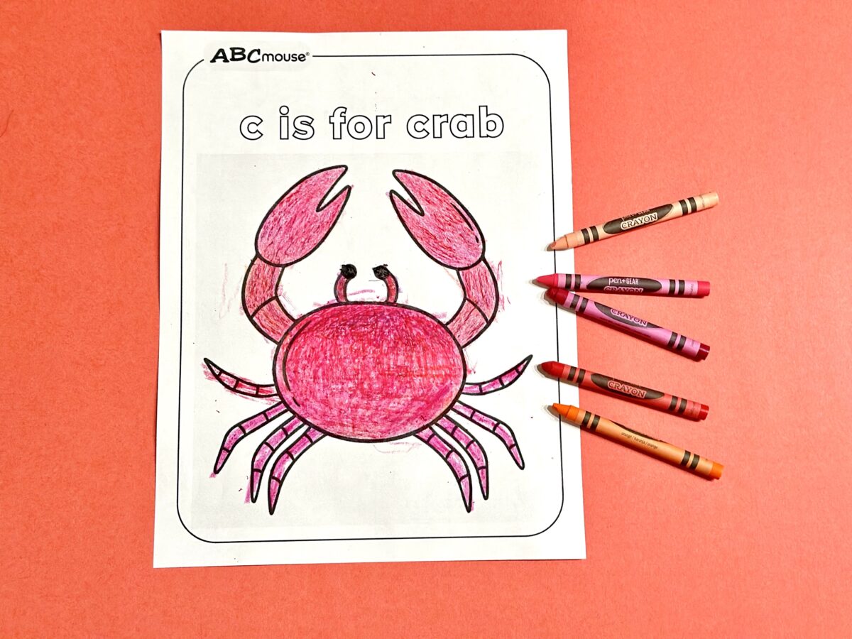 C is for crab fun letter c coloring page from ABCmouse.com. 