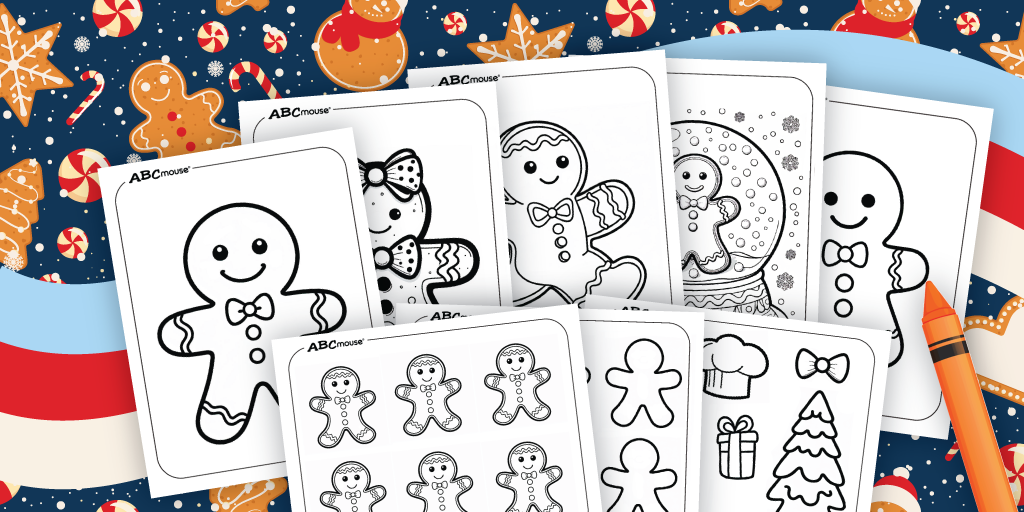 Free printable gingerbread man coloring pages from ABCmouse.com. 