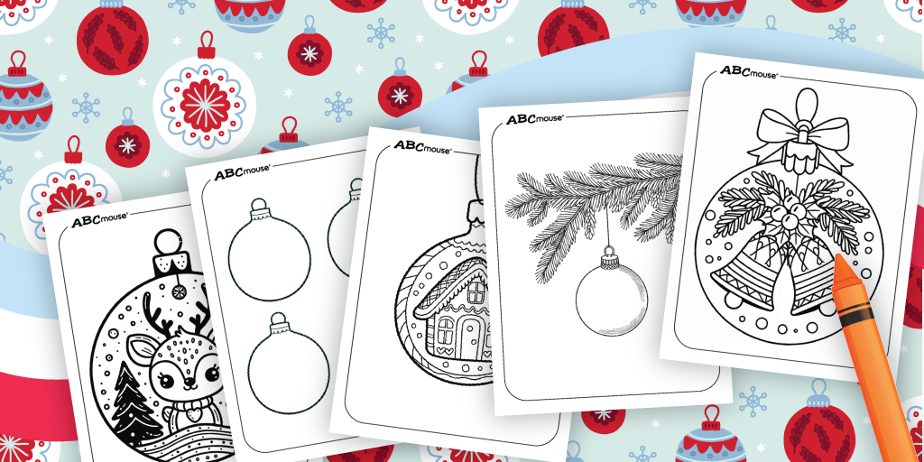 Free printable Christmas ornament coloring pages from ABCmouse.com. 