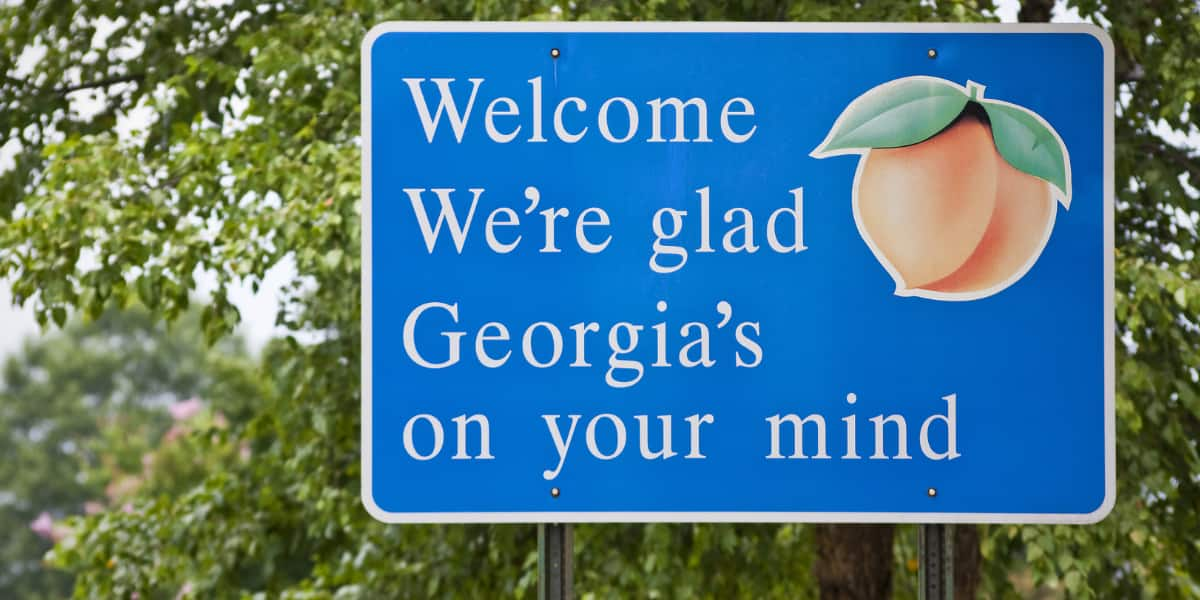 Welcome to Georgia, we're glad Georgia's on your mind sign.