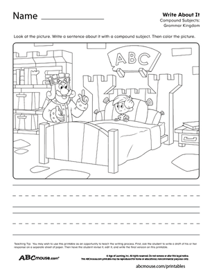 Free printable compound subject grammar worksheet from ABCmouse.com. 