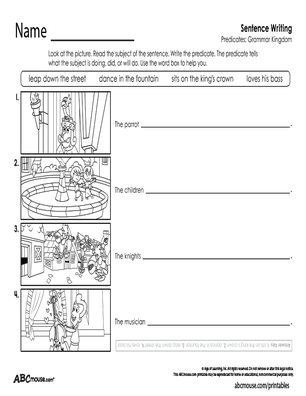 Free printable predicates grammar worksheet from ABCmouse.com. 