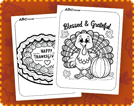 Free printable Happy Thanksgiving coloring pages for kids from ABCmouse.com. 