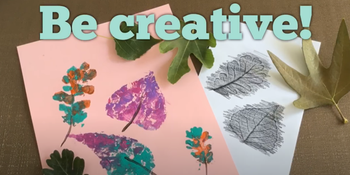 Be creative. Two different types of leaf prints for the leaf print craft for kids from ABCmouse.com. 