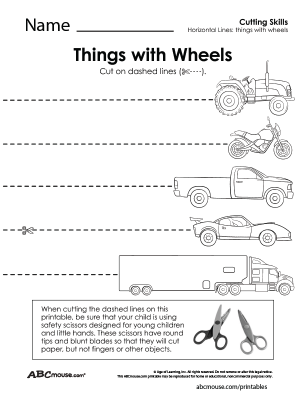 Free printable cutting practice worksheet for kids from ABCmouse.com. 