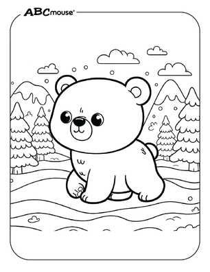 Free printable baby Polar Bear walking coloring page from ABCmouse.com. 