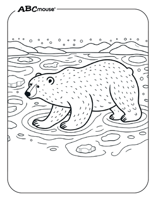 Free printable Polar Bear walking coloring page from ABCmouse.com. 