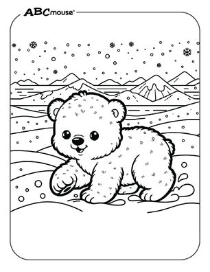 Free printable baby Polar Bear playing coloring page from ABCmouse.com. 