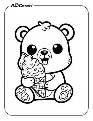 Free printable Polar Bear with ice cream coloring page from ABCmouse.com. 