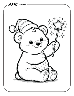 Free printable Polar Bear with a magic wand coloring page from ABCmouse.com. 