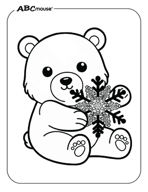 Free printable Polar Bear with snow flake coloring page from ABCmouse.com. 