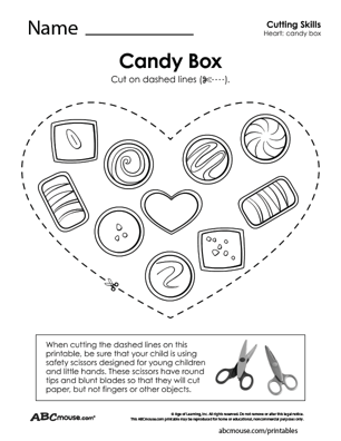 Free printable cutting practice worksheet for kids from ABCmouse.com. 