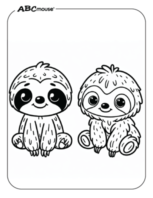 Cute sloth baby twins coloring page from ABCmouse.com. 