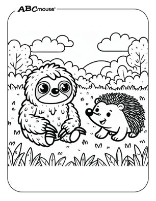 Cute sloth and hedgehog coloring page from ABCmouse.com. 