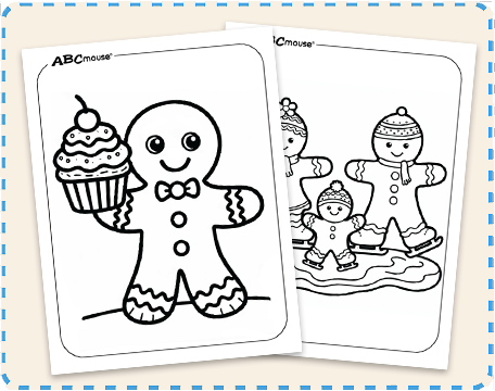 Free printable gingerbread man coloring pages from ABCmouse.com. 