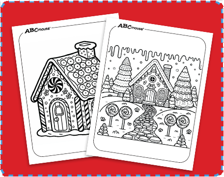 Free printable gingerbread house coloring pages for kids from ABCmouse.com. 