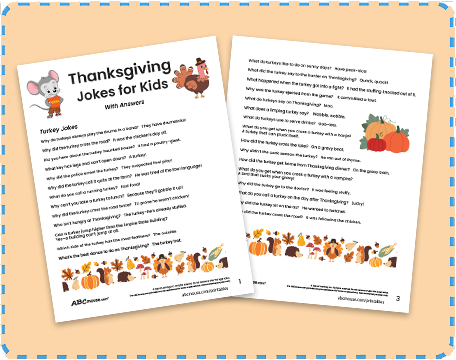 Free printable list of Thanksgiving Jokes for Kids from ABCmouse.com. 