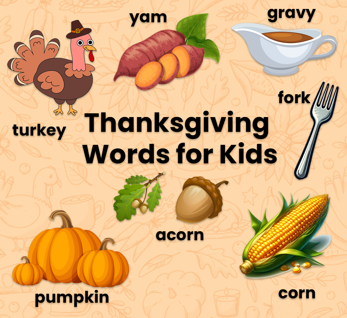 Free printable Thanksgiving word lists for kids from ABCmouse.com. 