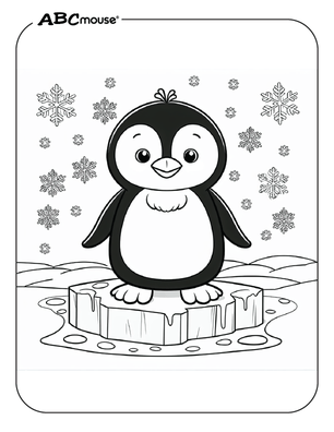 Free printable penguin on an iceberg coloring page for kids from ABCmouse.com. 