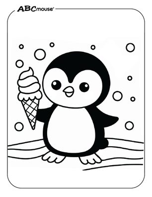 Free printable penguin with an ice cream cone coloring page for kids from ABCmouse.com. 