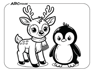 Free printable penguin and reindeer coloring page for kids from ABCmouse.com. 