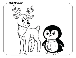 Free printable penguin and reindeer coloring page for kids from ABCmouse.com. 