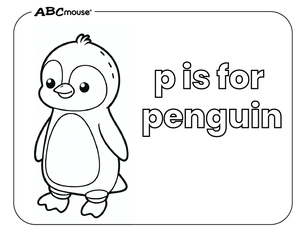 Free printable p is for penguin coloring page for kids from ABCmouse.com. 