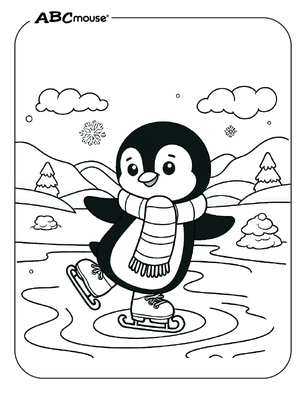 Free printable penguin ice skating coloring page for kids from ABCmouse.com. 