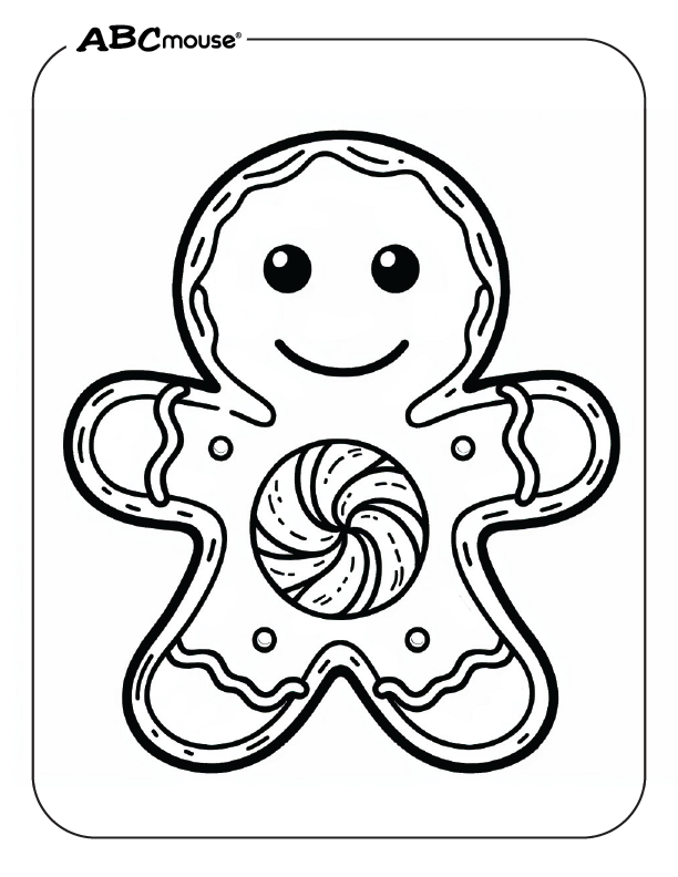 Free printable gingerbread man coloring page from ABCmouse.com. 