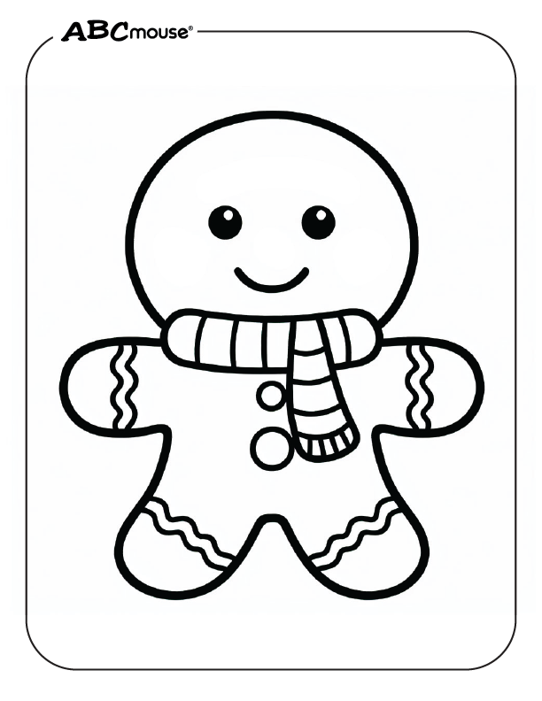 Free printable gingerbread man coloring page from ABCmouse.com. 