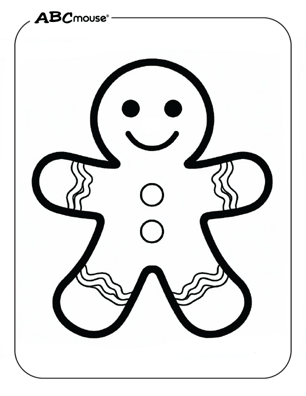 Free printable simple gingerbread man coloring page from ABCmouse.com. 