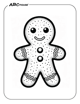 Free printable dotted gingerbread man coloring page from ABCmouse.com. 