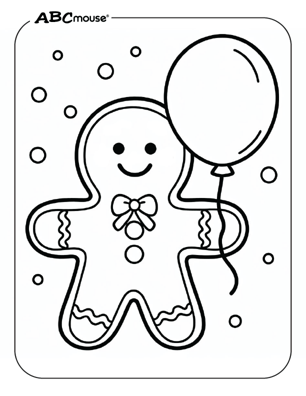 Free printable gingerbread man with balloon coloring page from ABCmouse.com. 