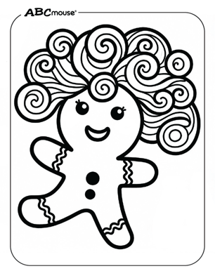 Free printable gingerbread woman coloring page from ABCmouse.com. 