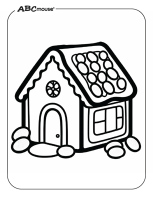 Free printable gingerbread house coloring page for kids from ABCmouse.com. 