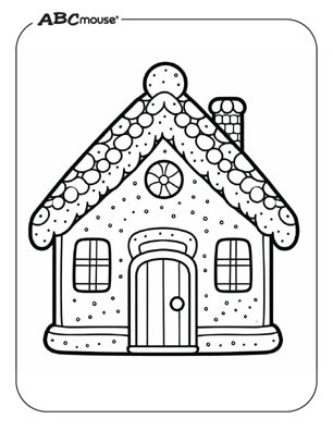 Free printable gingerbread house coloring page for kids from ABCmouse.com. 