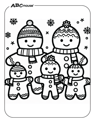 Free printable gingerbread man family coloring page from ABCmouse.com. 