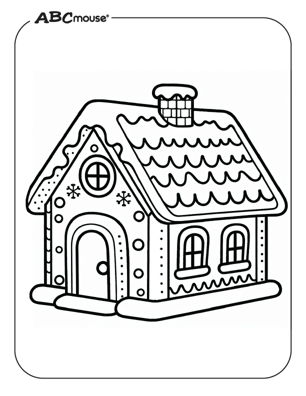 Free printable gingerbread house coloring page for kids from ABCmouse.com. 