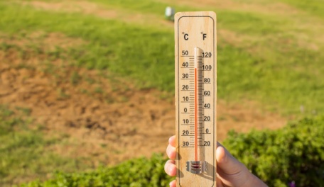 A thermometer showing the temperature outside. 