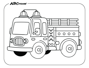 Free printable fire truck coloring page from ABCmouse.com. 