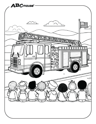 Free printable fire truck coloring page from ABCmouse.com. 